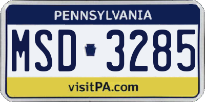 PA license plate MSD3285