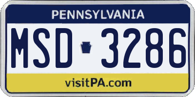 PA license plate MSD3286
