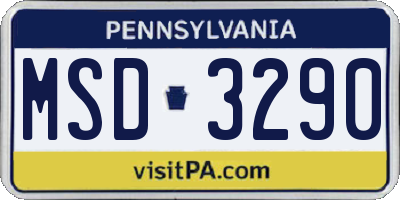 PA license plate MSD3290