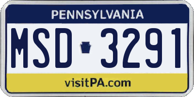 PA license plate MSD3291