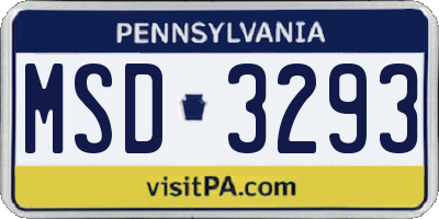 PA license plate MSD3293