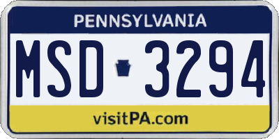 PA license plate MSD3294