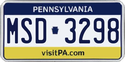 PA license plate MSD3298