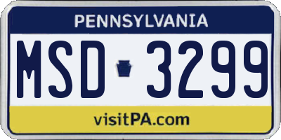 PA license plate MSD3299