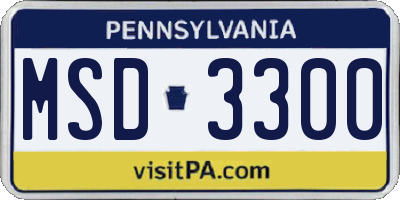 PA license plate MSD3300