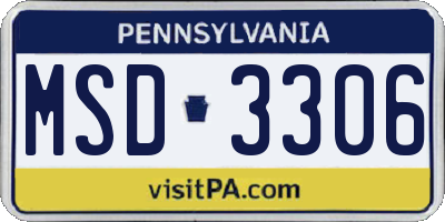 PA license plate MSD3306