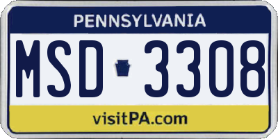PA license plate MSD3308