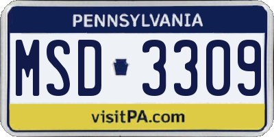 PA license plate MSD3309