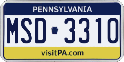 PA license plate MSD3310