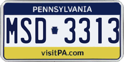PA license plate MSD3313