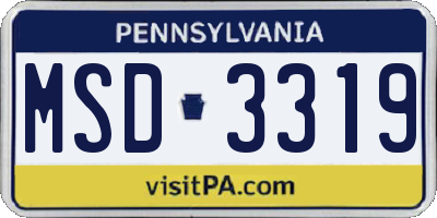 PA license plate MSD3319