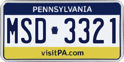 PA license plate MSD3321