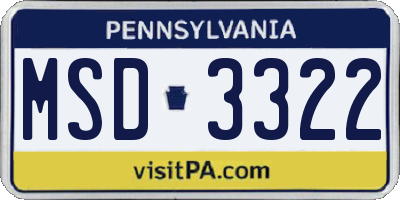 PA license plate MSD3322
