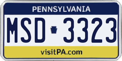 PA license plate MSD3323