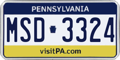 PA license plate MSD3324