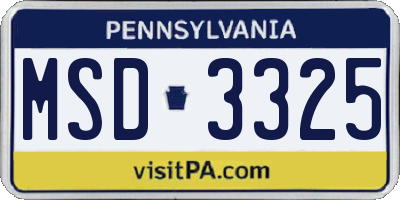 PA license plate MSD3325