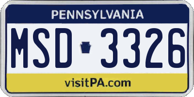 PA license plate MSD3326