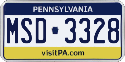 PA license plate MSD3328