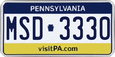 PA license plate MSD3330