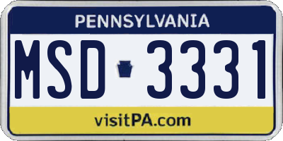 PA license plate MSD3331