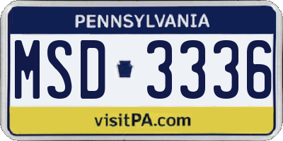 PA license plate MSD3336