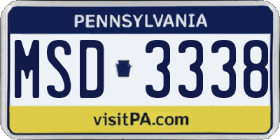 PA license plate MSD3338