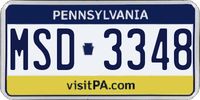 PA license plate MSD3348