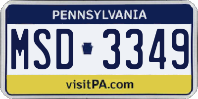 PA license plate MSD3349
