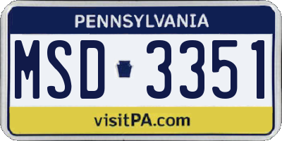 PA license plate MSD3351