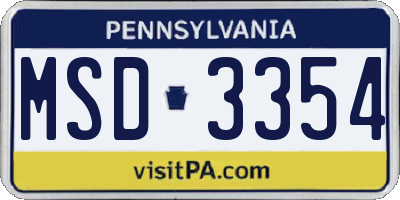 PA license plate MSD3354
