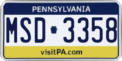 PA license plate MSD3358
