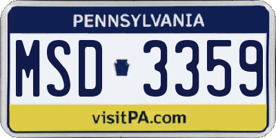PA license plate MSD3359