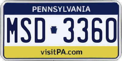 PA license plate MSD3360
