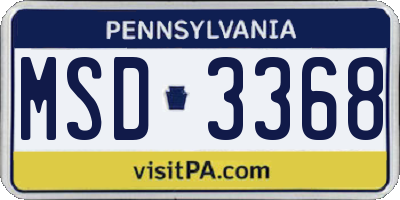 PA license plate MSD3368