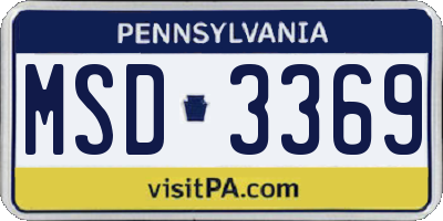 PA license plate MSD3369