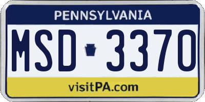 PA license plate MSD3370
