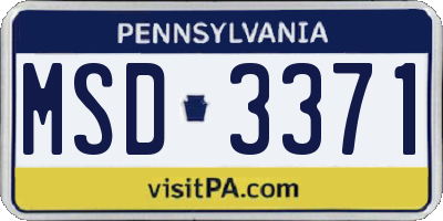 PA license plate MSD3371