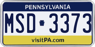 PA license plate MSD3373