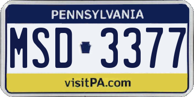 PA license plate MSD3377