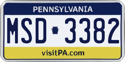 PA license plate MSD3382