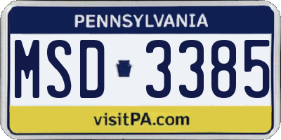 PA license plate MSD3385