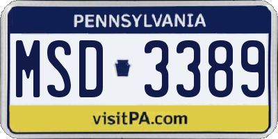 PA license plate MSD3389