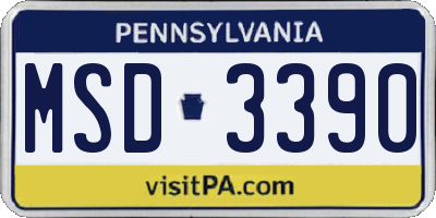 PA license plate MSD3390