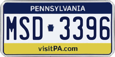PA license plate MSD3396