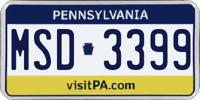 PA license plate MSD3399
