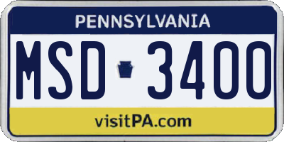 PA license plate MSD3400