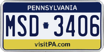 PA license plate MSD3406