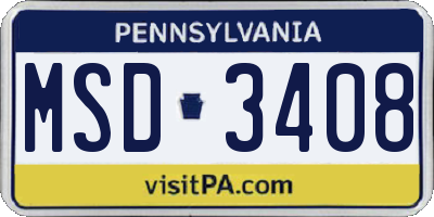 PA license plate MSD3408