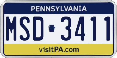 PA license plate MSD3411