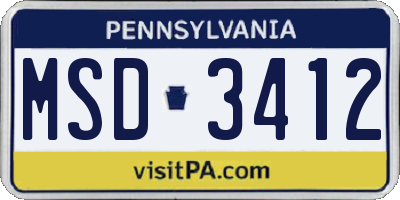 PA license plate MSD3412
